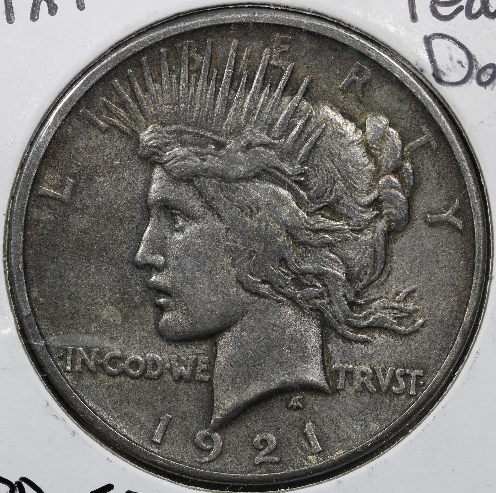 1921 High Relief Peace Dollar $1 - UNC Uncirculated, Dark Tone