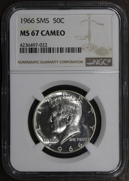 1966 (MS67 CAMEO) SMS Kennedy Silver Half Dollar 50C NGC