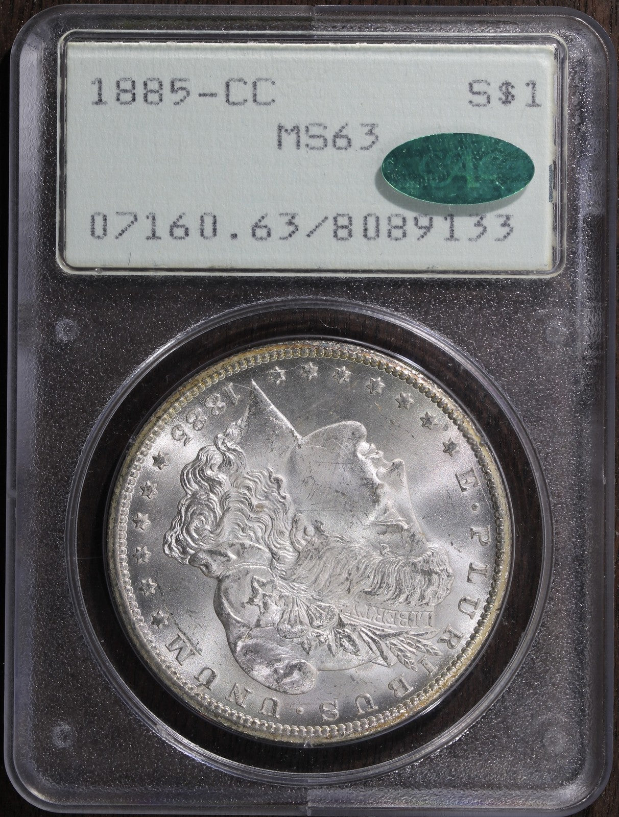 1885-CC (MS63 CAC) Morgan Silver Dollar $1 PCGS Rattler - Carson City