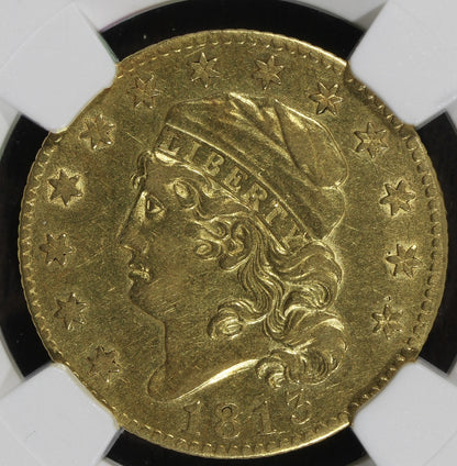 1813 (AU50) Capped Bust Gold Half Eagle $5 NGC - Beautiful Early Gold - Fat Head