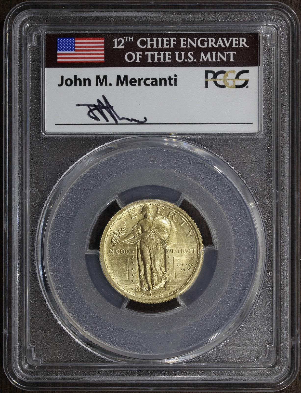 2016-W (SP70) 1/4 oz Gold Standing Liberty Quarter 25C PCGS - FDOI Mercanti