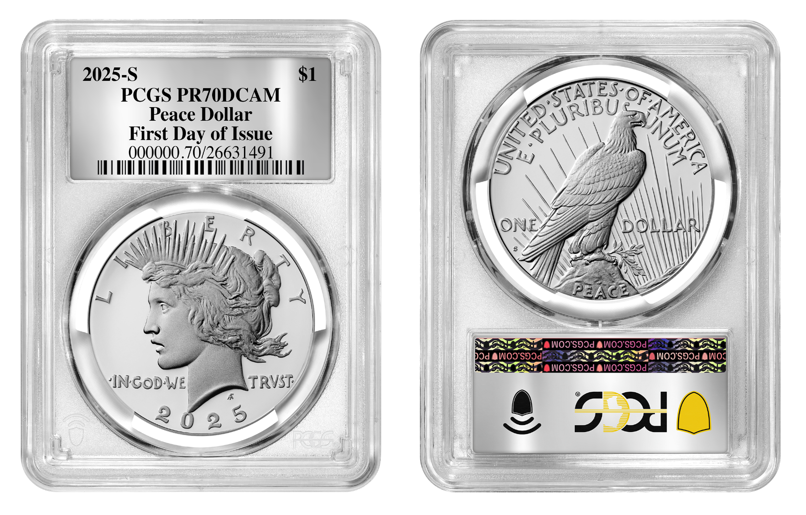 2025-S (PR70) Proof Morgan & Peace Silver Dollar (2 Coin Set) FDOI PCGS Presale