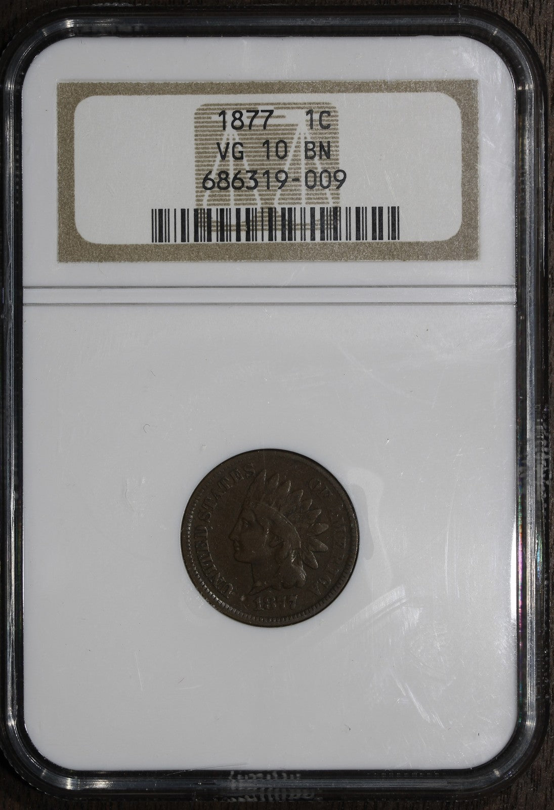 1877 (VG10) Indian Head Cent 1C IHC NGC - Key Date!