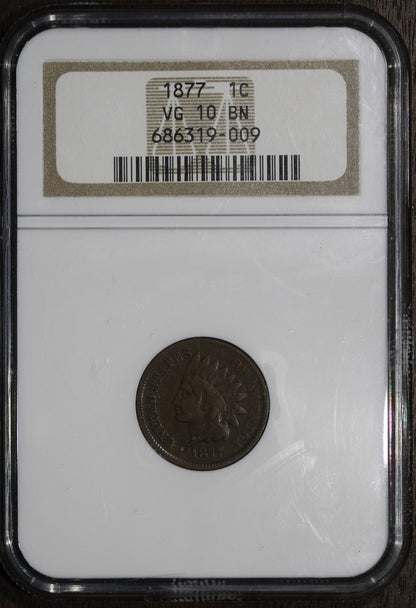 1877 (VG10) Indian Head Cent 1C IHC NGC - Key Date!