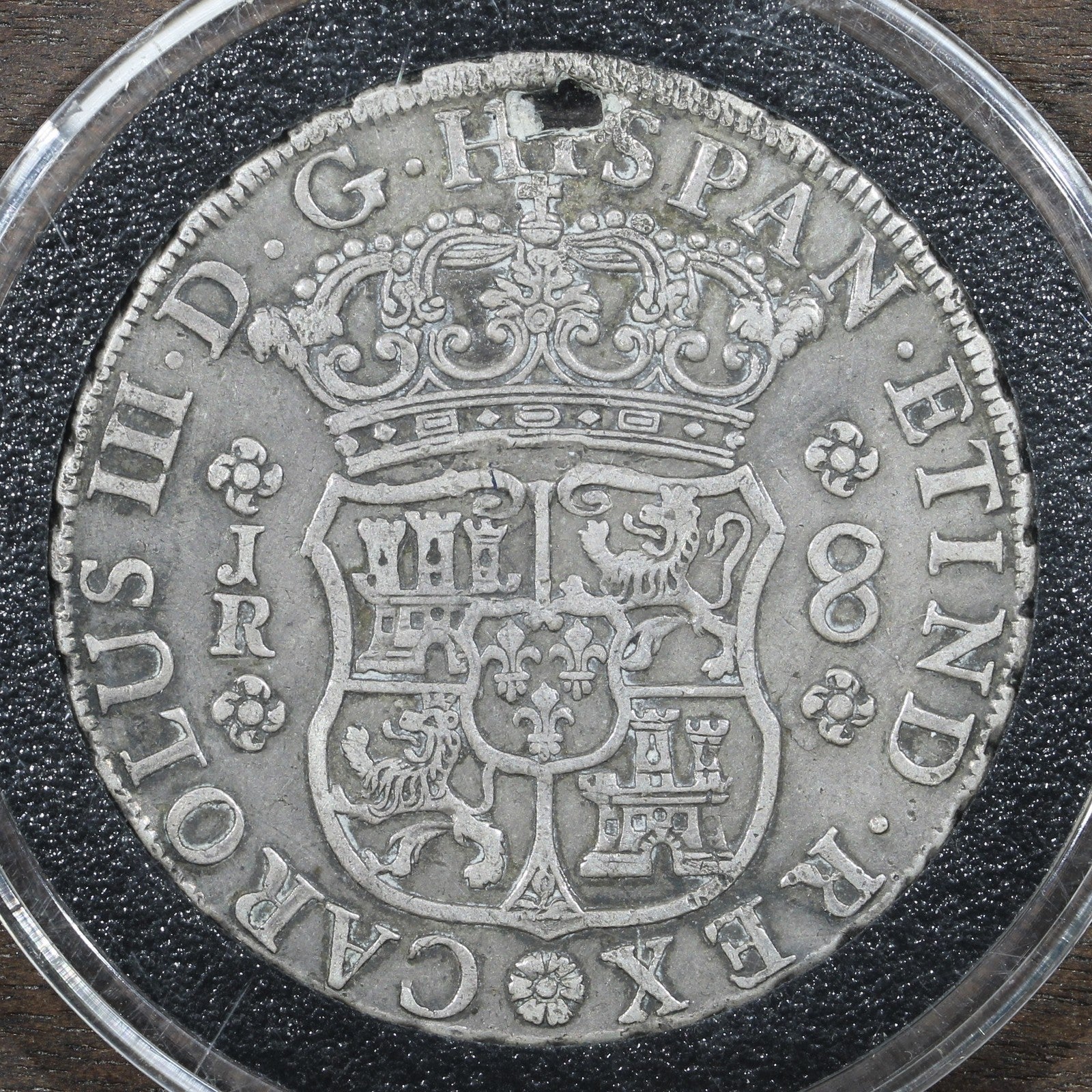 1768-PTS Bolivia Silver Pillar 8 Reales 8R - Potosi Mint, Holed