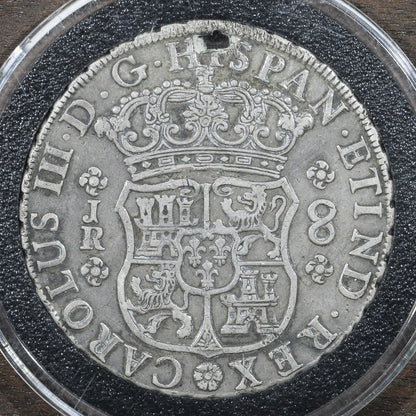 1768-PTS Bolivia Silver Pillar 8 Reales 8R - Potosi Mint, Holed