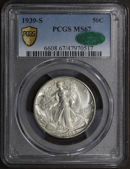 1939-S (MS67 CAC) Walking Liberty Half Dollar 50C PCGS - Stunning