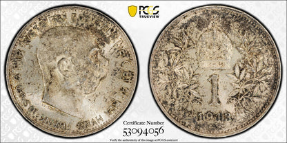 1913 (MS63) Austria Franz Joseph Silver 1 Corona PCGS - Nice Flashy Coin