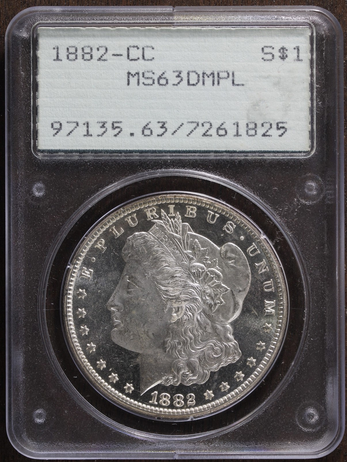 1882-CC (MS63 DMPL) Morgan Silver Dollar $1 PCGS Rattler