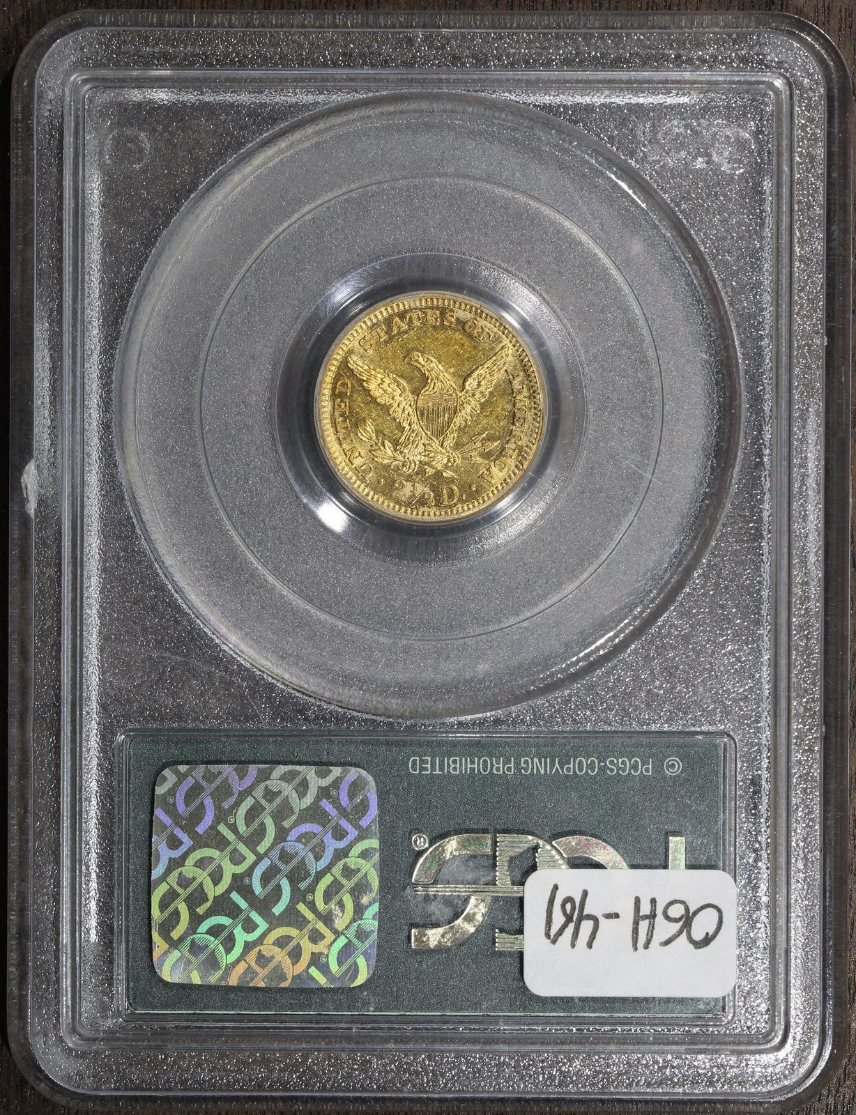 1890 (AU58 CAC) Liberty Head Gold Quarter Eagle $2.50 PCGS OGH