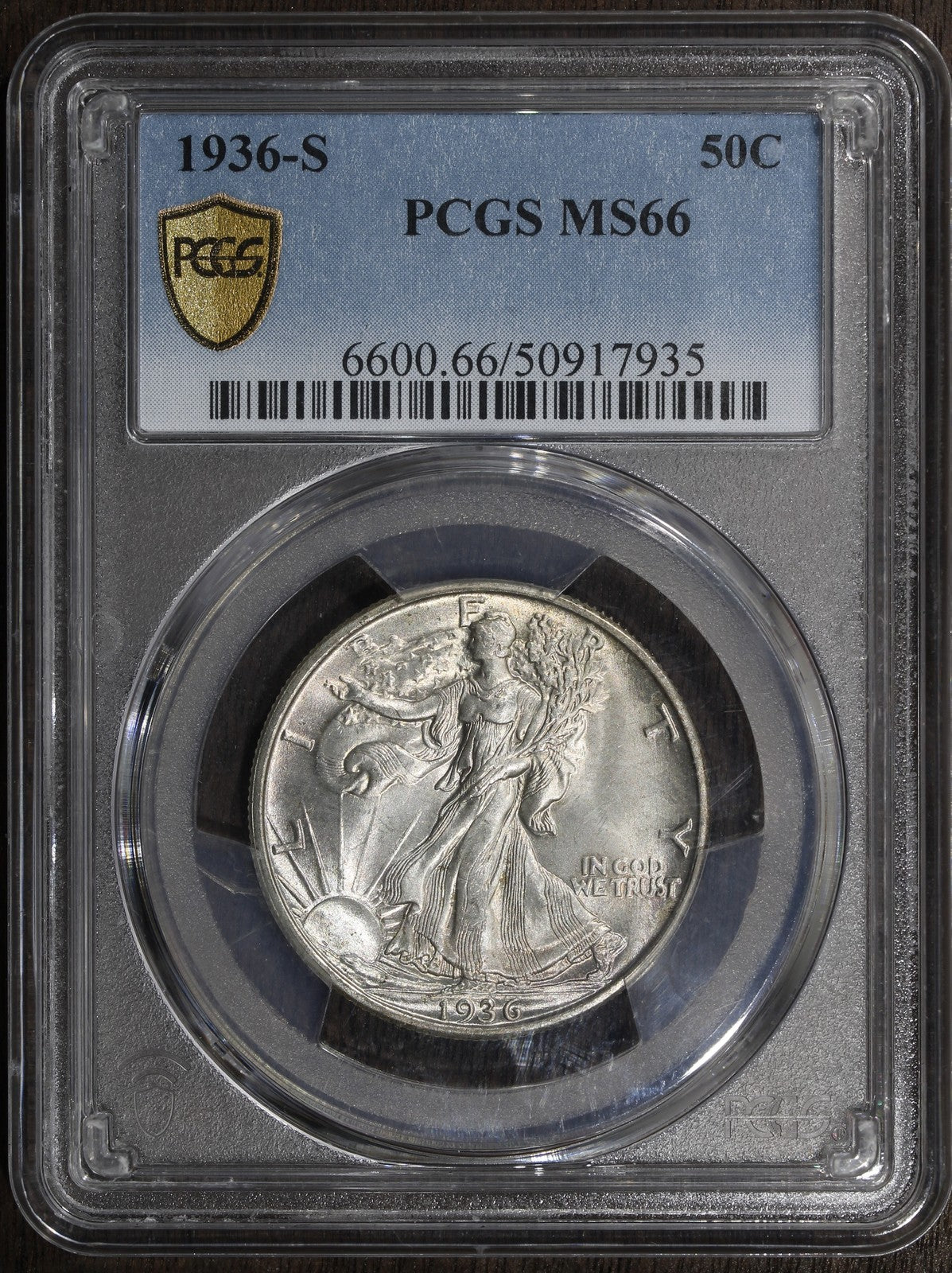 1936-S (MS66) Walking Liberty Half Dollar 50C PCGS - Better Date