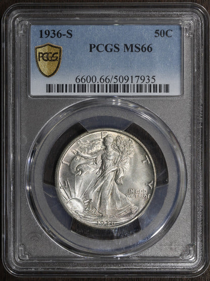 1936-S (MS66) Walking Liberty Half Dollar 50C PCGS - Better Date