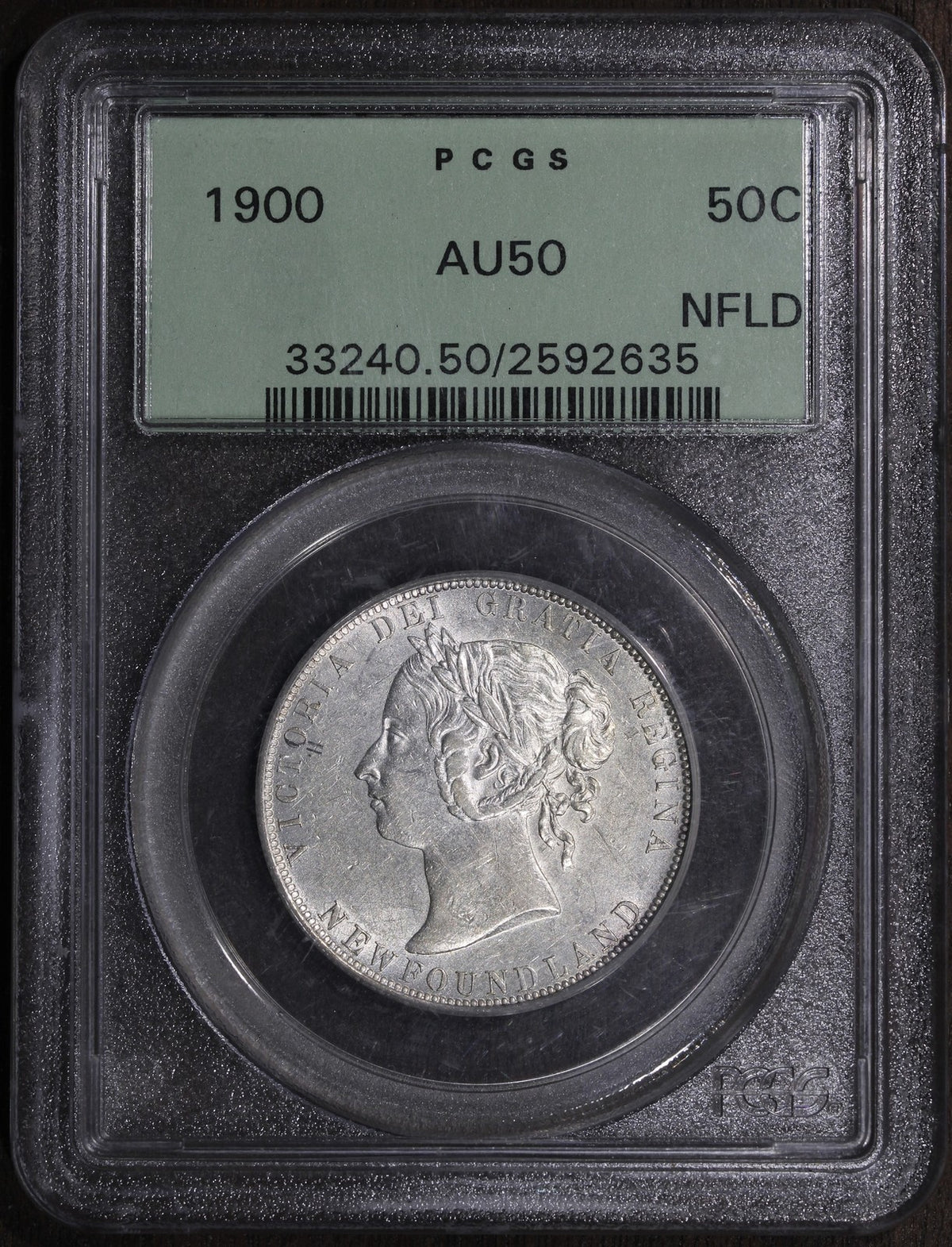 1900 (AU50) Newfoundland Canada Half Dollar 50C PCGS OGH