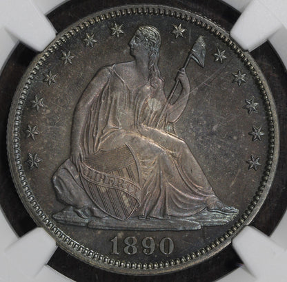 1890 (PF67) Proof Seated Liberty Half Dollar 50C NGC - Rainbow Color