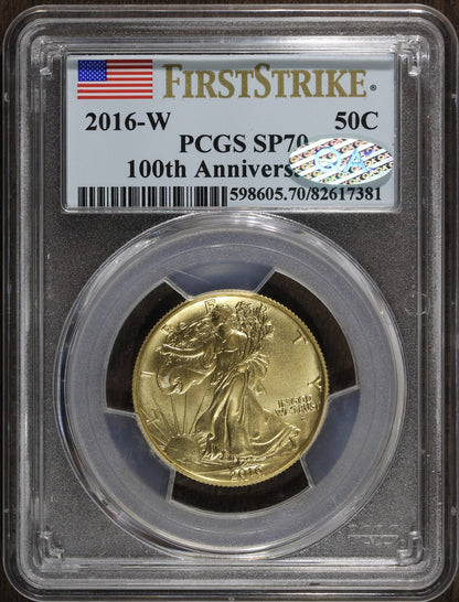 2016-W (SP70) 1/2 oz Gold Walking Liberty Half Dollar 50C PCGS - First Strike
