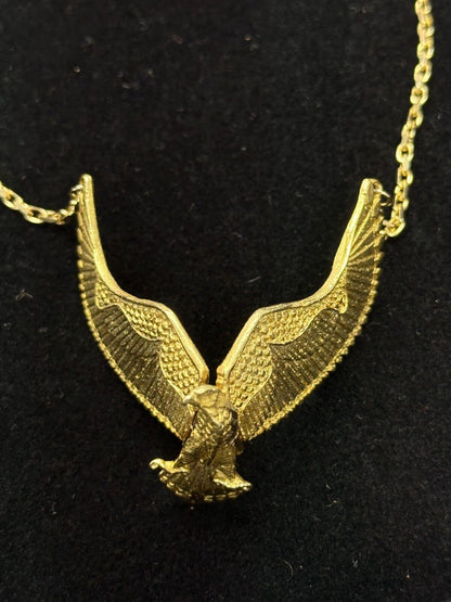 14 Karat Yellow Gold Chain Necklace with Flying Eagle Pendant - 33.5 in; 33.3 g