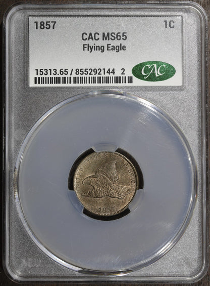 1857 (MS65 CAC) Flying Eagle Cent 1C CACG