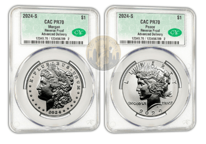 2024-S (RP70) Reverse Proof Morgan & Peace Dollars CACG AD Advanced Delivery