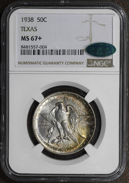 1938 (MS67+ CAC) Texas Centennial Commemorative Half Dollar 50C NGC - PLUS