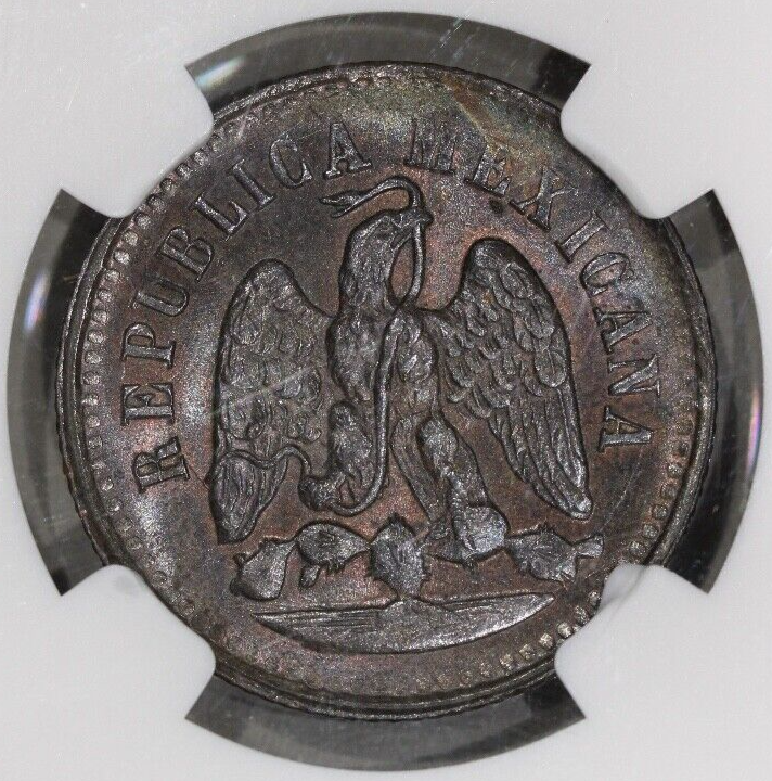 1897-Mo Mexico Un 1 Centavo NGC MS 65 BN Toned Copper Coin