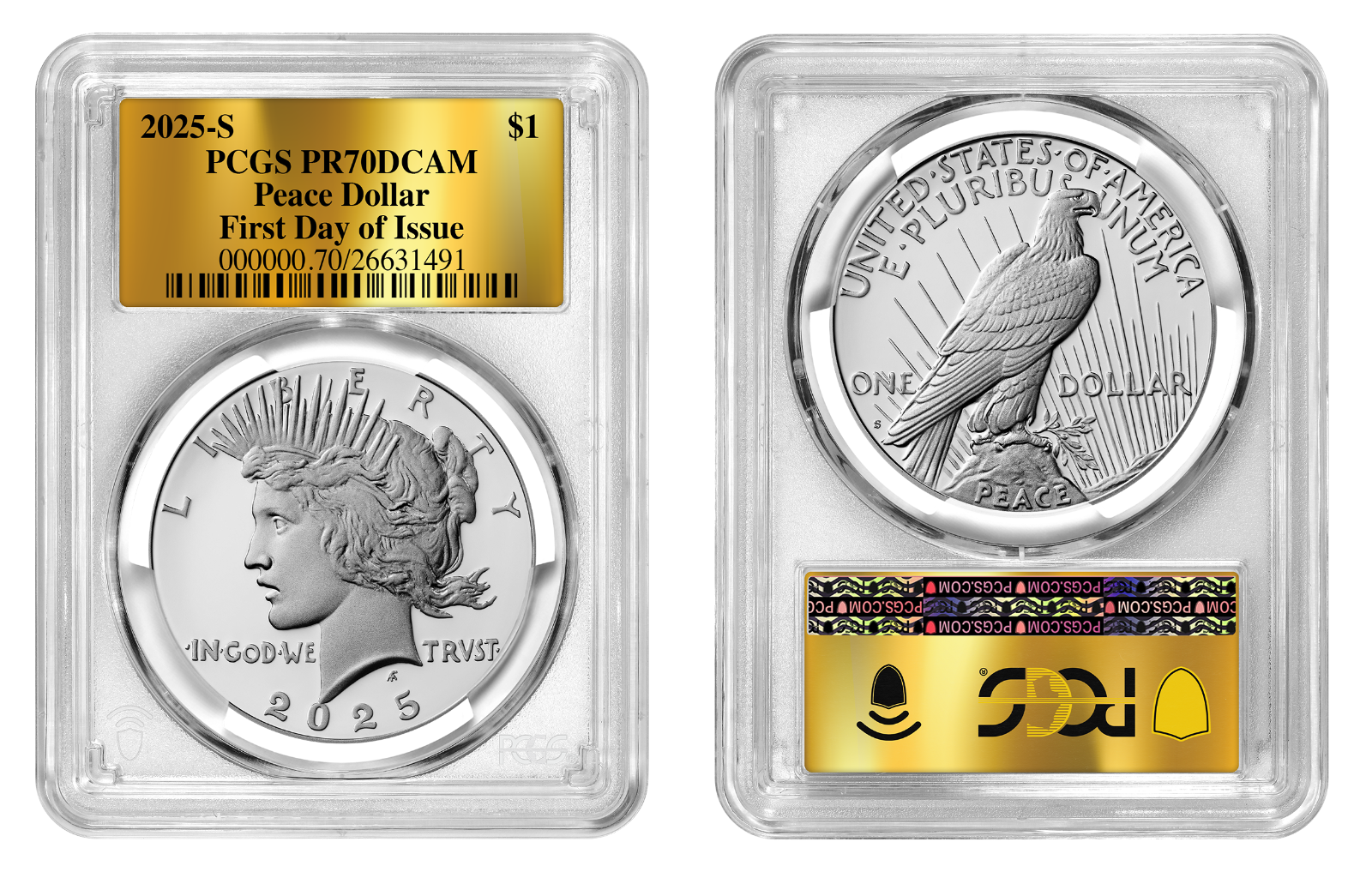 2025-S (PR70) Proof Morgan & Peace Silver Dollar (2 Coin Set) FDOI PCGS Presale