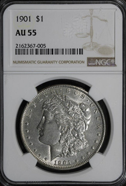 1901 (AU55) Morgan Silver Dollar $1 NGC