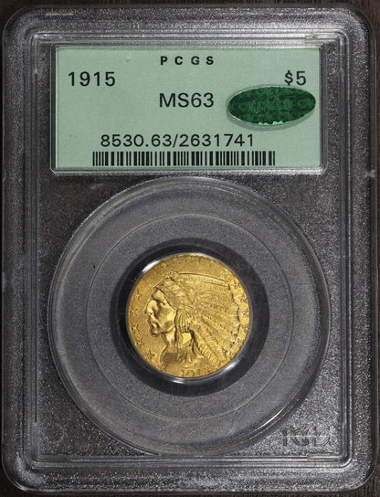 1915 (MS63 CAC) Indian Head Half Eagle $5 PCGS OGH