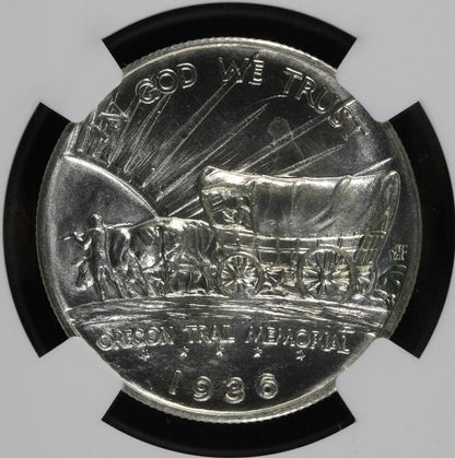 1936-S (MS67) Oregon Trail Commemorative Half Dollar 50C NGC - Blast White