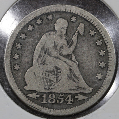 1854 Seated Liberty Quarter 25C F - Arrows