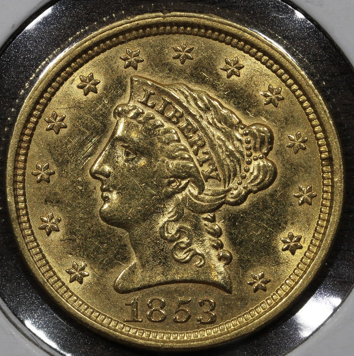 1853 Gold Liberty Head Quarter Eagle $2.50 - AU About Uncirculated