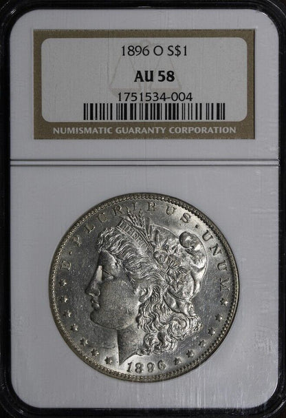 1896-O (AU58) Morgan Silver Dollar $1 NGC