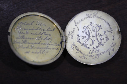 1851-HI Russia Empire Silver Rouble - Hinged Coin Locket German Christmas 1889