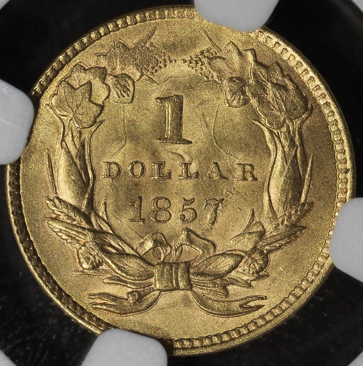 1857 (MS64 CAC) Type 3 Gold Dollar G$1 NGC