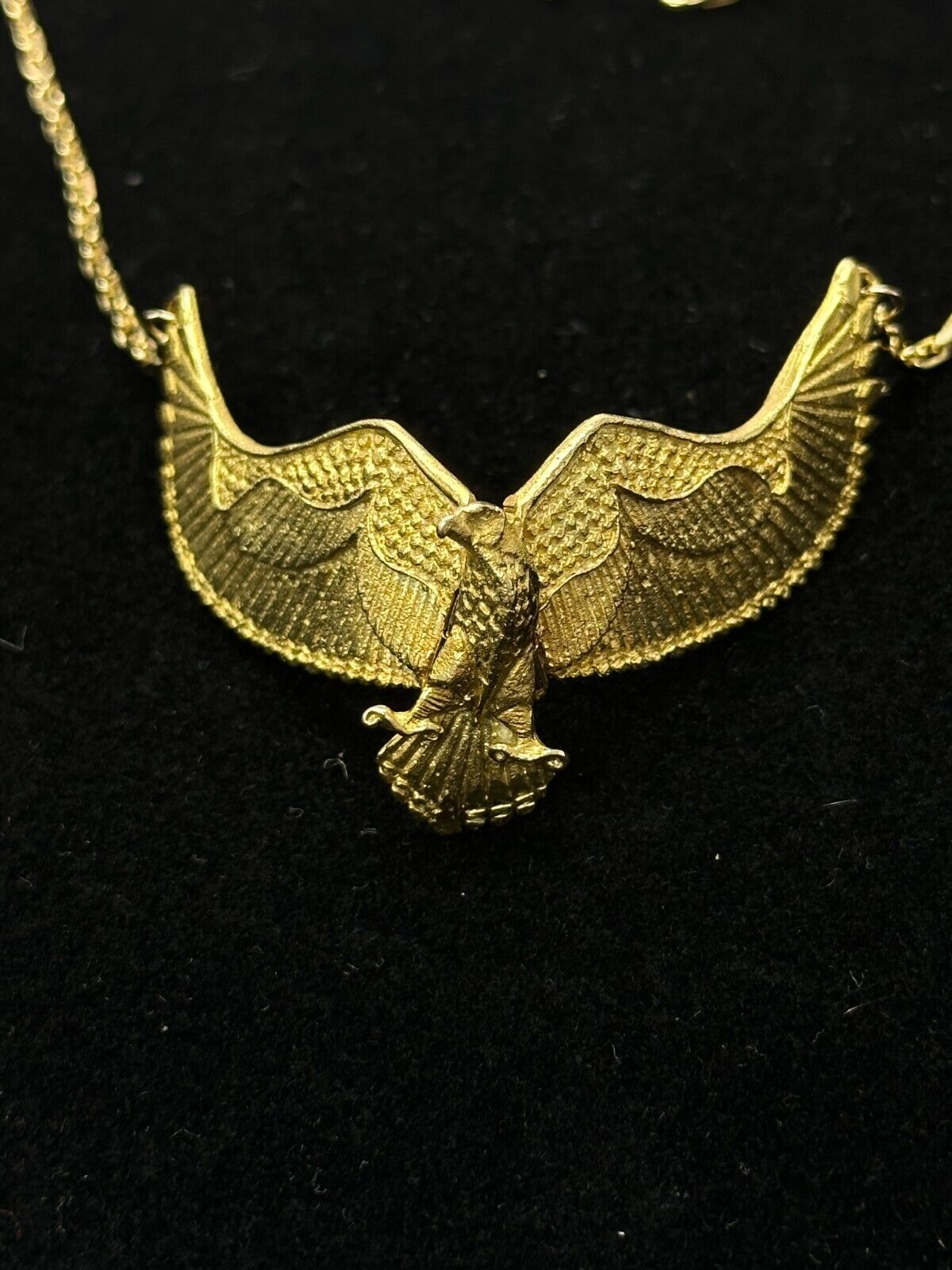 14 Karat Yellow Gold Chain Necklace with Flying Eagle Pendant - 33.5 in; 33.3 g