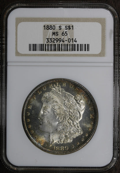 1880-S (MS65) Morgan Silver Dollar $1 NGC - Nicely Toned Gem - Old Holder