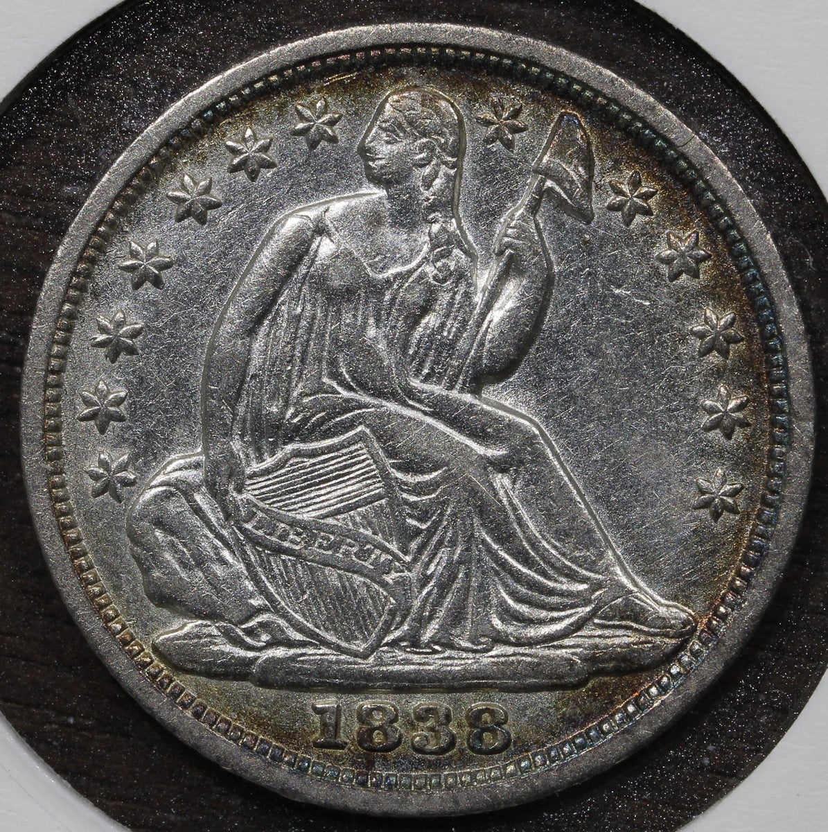 1838 Seated Liberty Half Dime H10C - AU About Uncirculated (with Stars)