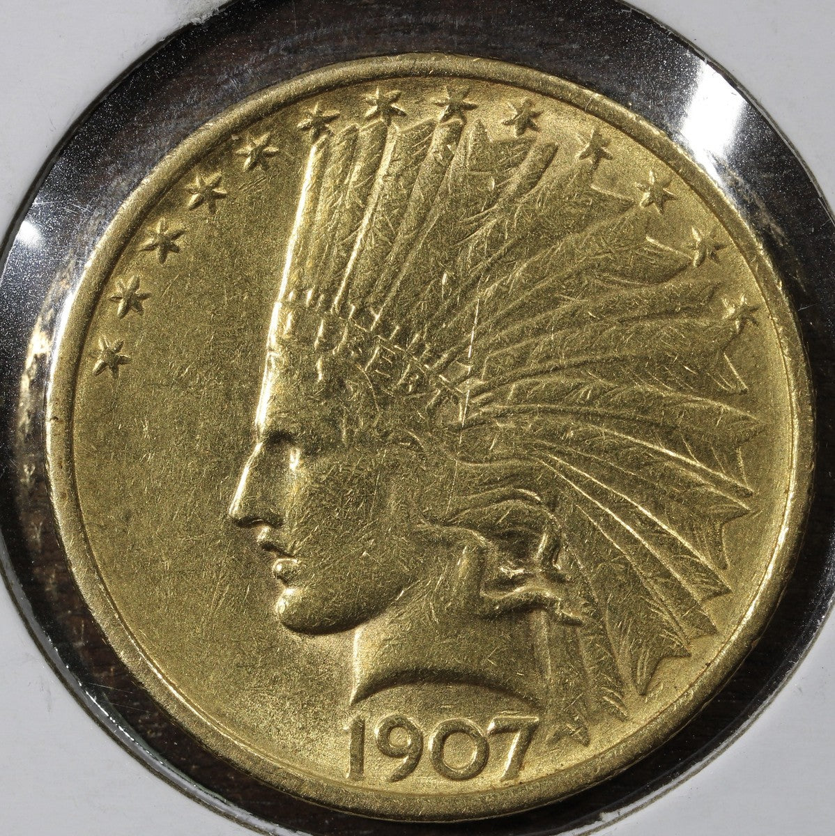 1907 Indian Head Gold Eagle $10 AU First Year No Motto