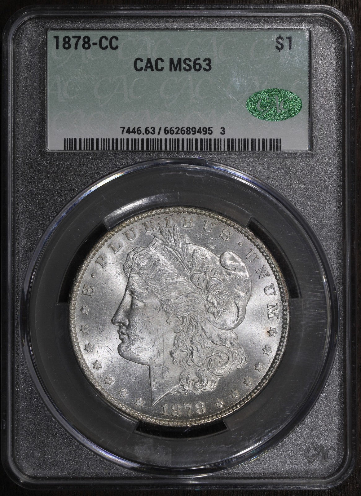 1878-CC (MS63 CAC) Morgan Silver Dollar $1 CACG