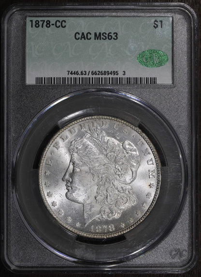 1878-CC (MS63 CAC) Morgan Silver Dollar $1 CACG