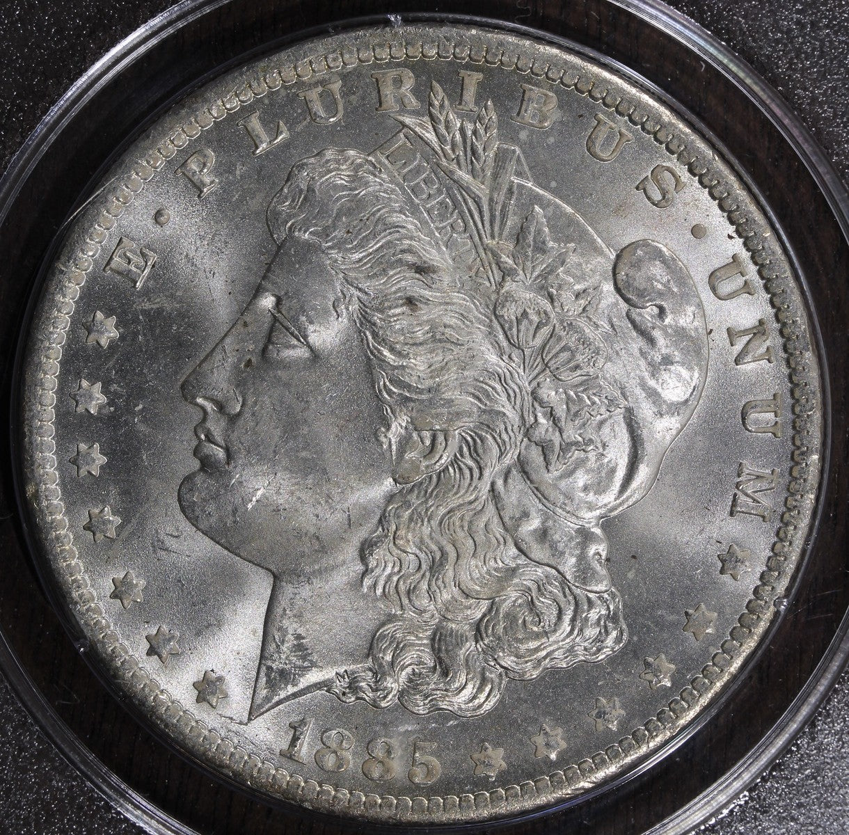 1885-O (MS64 CAC) Morgan Silver Dollar $1 PCGS Rattler