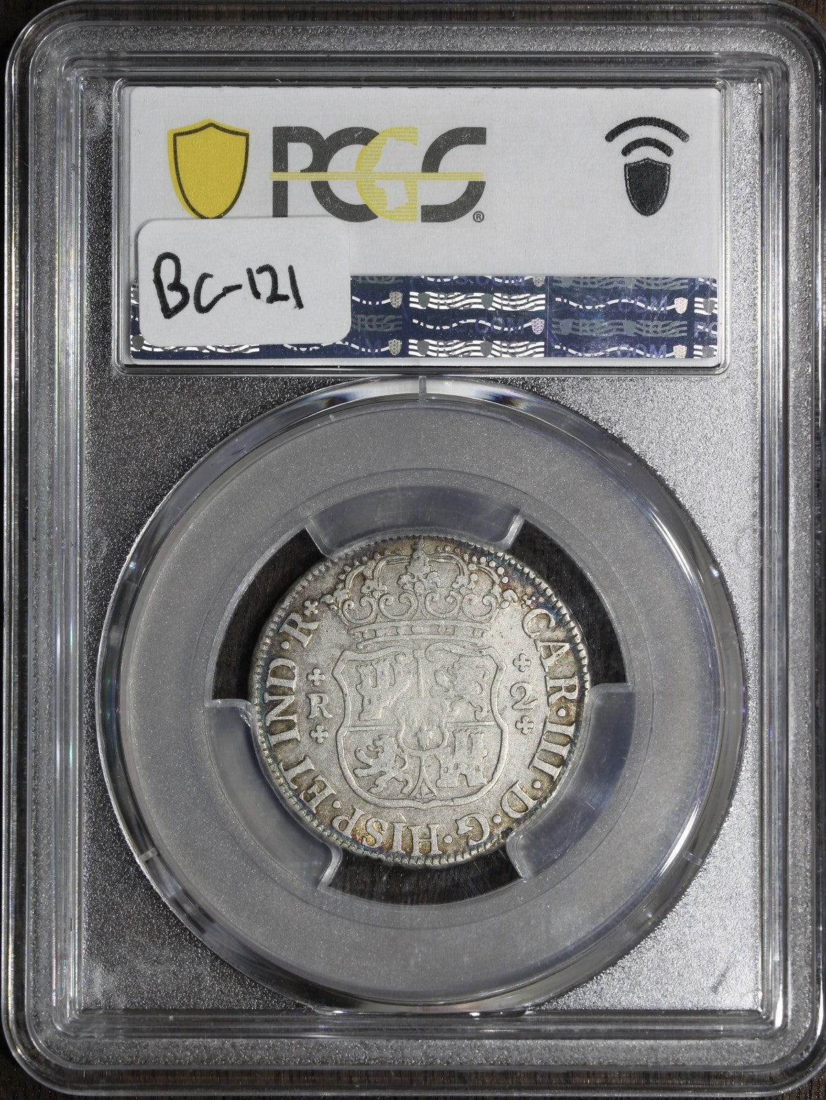 1762-Mo (VF20) Mexico Pillar 2 Real Silver 2R PCGS - Rainbow Tone