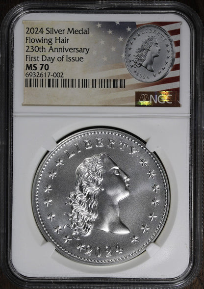 2024 (MS70) Flowing Hair Silver Medal 230th Anniversary NGC - FDOI