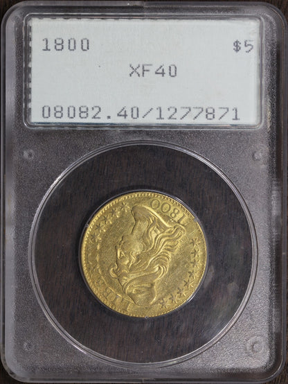 1800 (XF45) Capped Bust Gold Half Eagle $5 PCGS RATTLER - Stunning