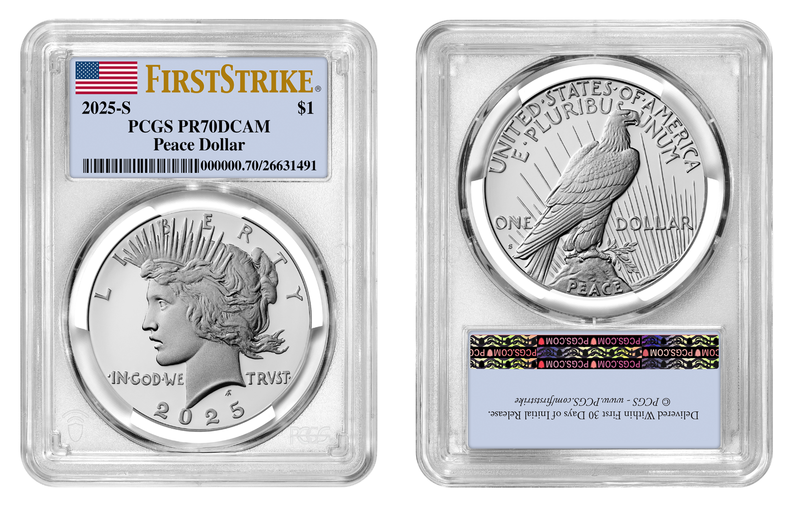 2025-S (PR70) Proof Morgan & Peace Silver Dollar (2 Coin Set) FS PCGS Presale