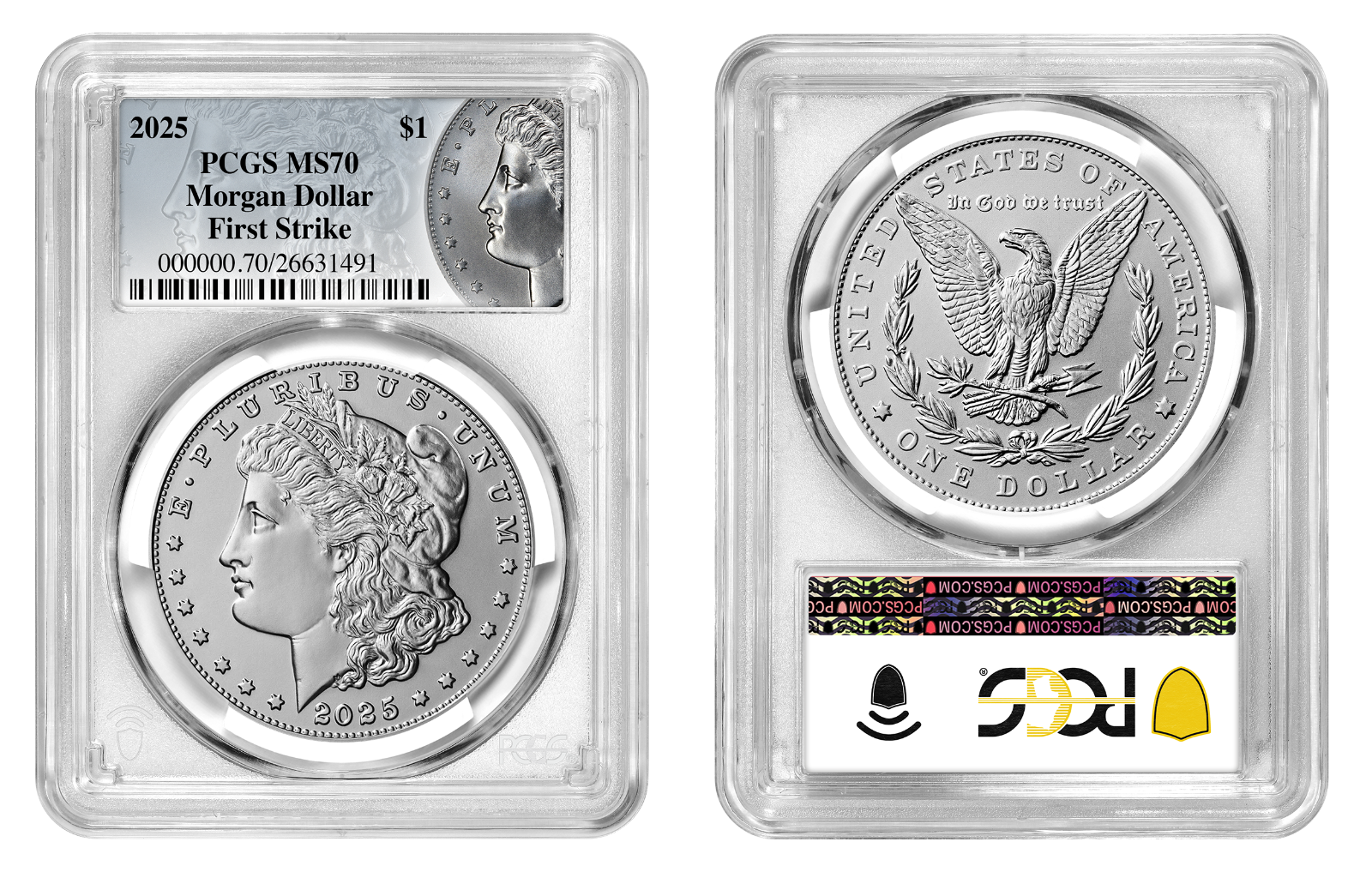 2025-P (MS70) Morgan & Peace Silver Dollar (2 Coin Set) First Strike FS PCGS