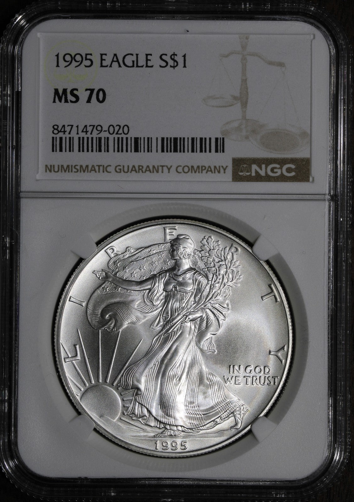 1995 (MS70) American Silver Eagle 1 oz $1 ASE NGC - Perfect 70