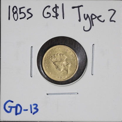 1855 Gold One Dollar (Type 2) G$1