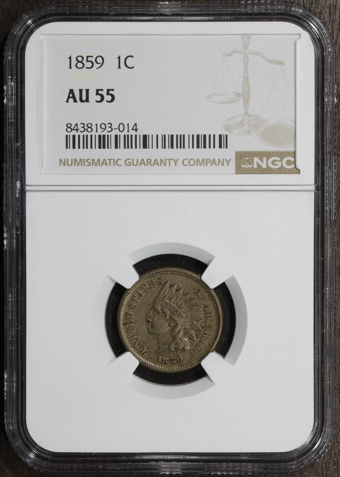 1859 (AU55) Indian Head Cent 1C NGC - First Year