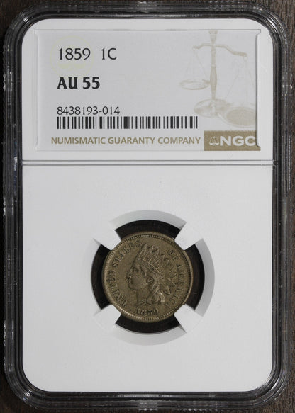 1859 (AU55) Indian Head Cent 1C NGC - First Year