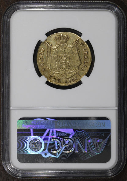1808-M (VF Details) Napoleon Kingdom of Italy Gold 40 Lire NGC - 40L